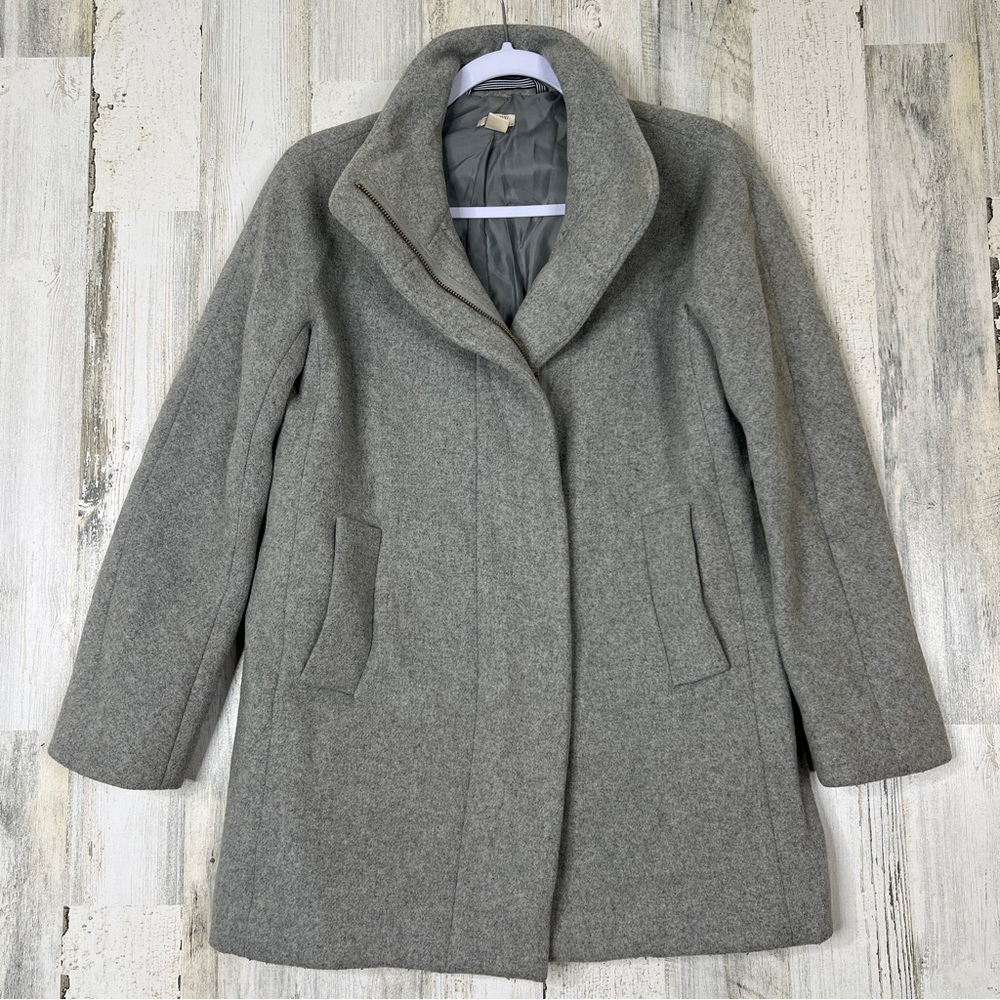 J Crew Wool Coat Women 4P Petite Gray Classic Fall Winter Quiet Luxury Outerwear